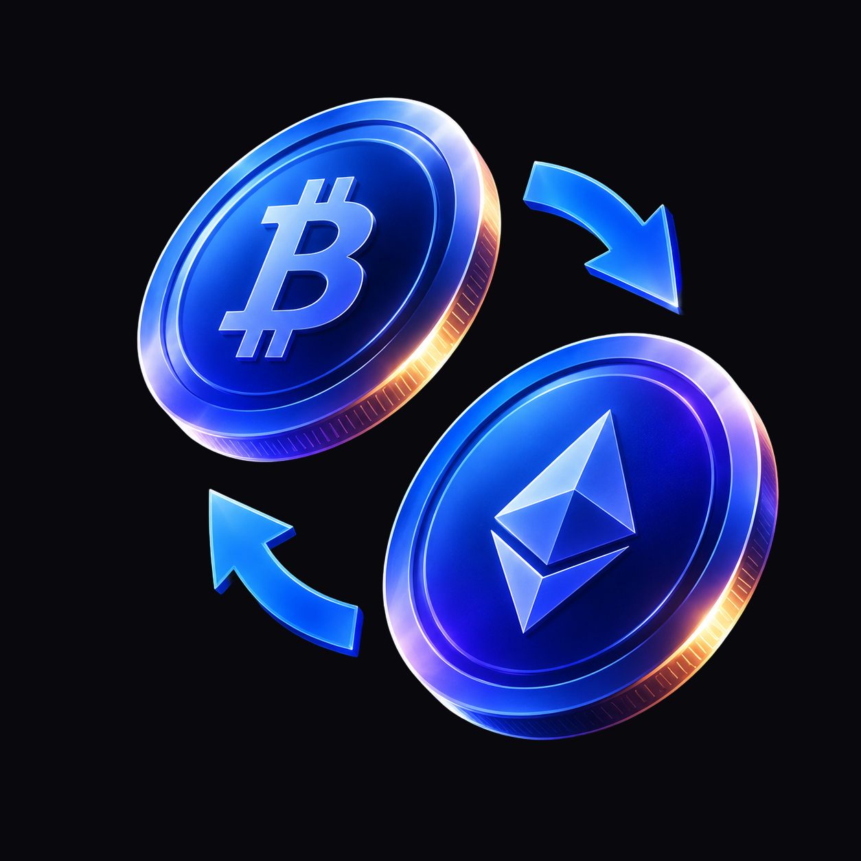Bitcoin and Ethereum swap illustration
